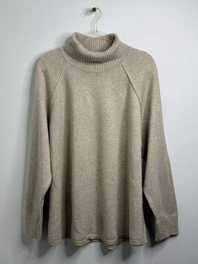 J.Jill Beige Turtleneck Sweater Sz 4X Cotton Wool Blend Cozy Casual Knit Top NWT